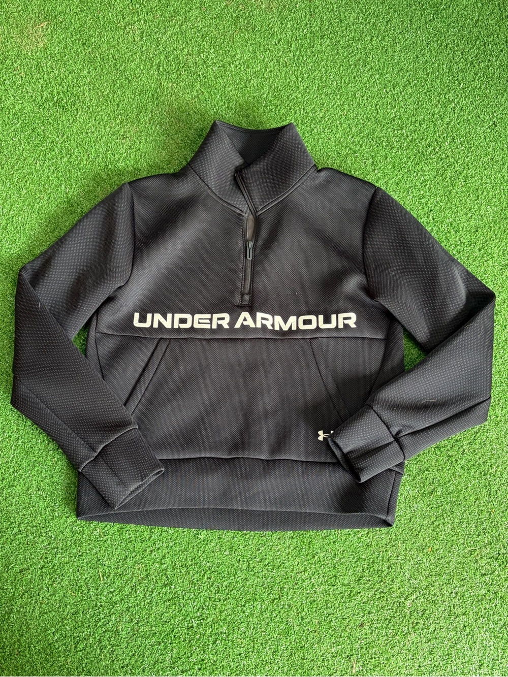 Under Armour Black Pullover with White Logo Print